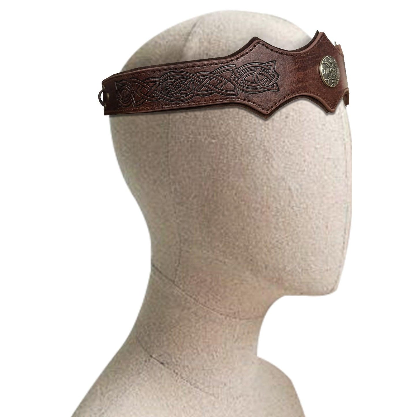 HiiFeuer Medieval Embossed Faux Leather Headpiece, Retro Renaissance Adjustable Headband, Cosplay Costume Accessories