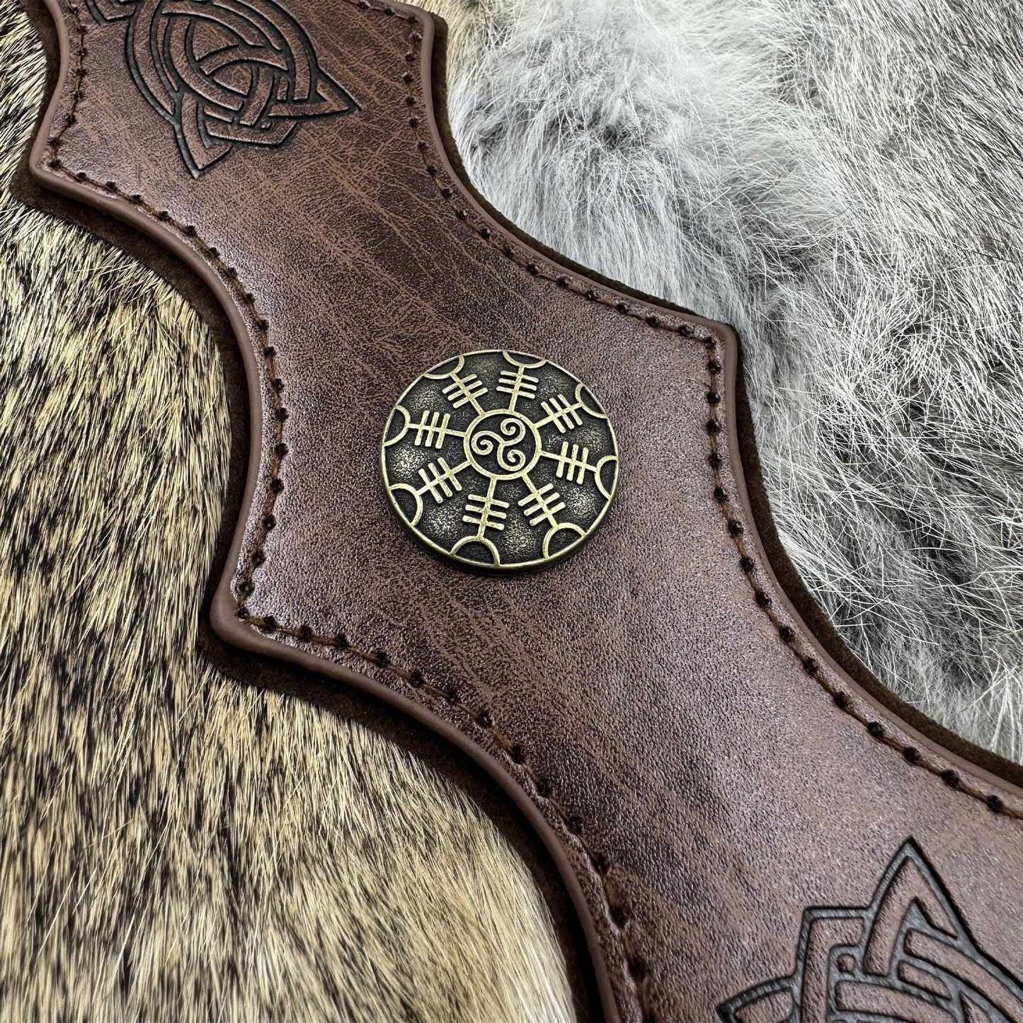 HiiFeuer Medieval Embossed Faux Leather Headpiece, Retro Renaissance Adjustable Headband, Cosplay Costume Accessories