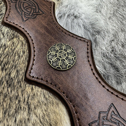 HiiFeuer Medieval Embossed Faux Leather Headpiece, Retro Renaissance Adjustable Headband, Cosplay Costume Accessories