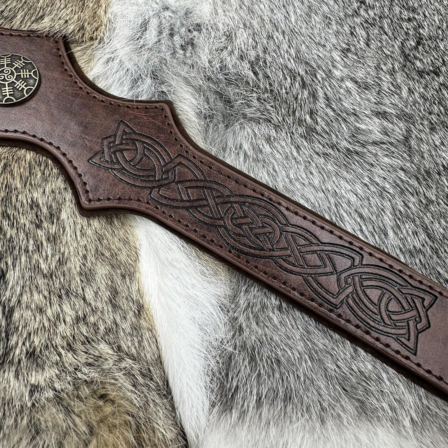 HiiFeuer Medieval Embossed Faux Leather Headpiece, Retro Renaissance Adjustable Headband, Cosplay Costume Accessories