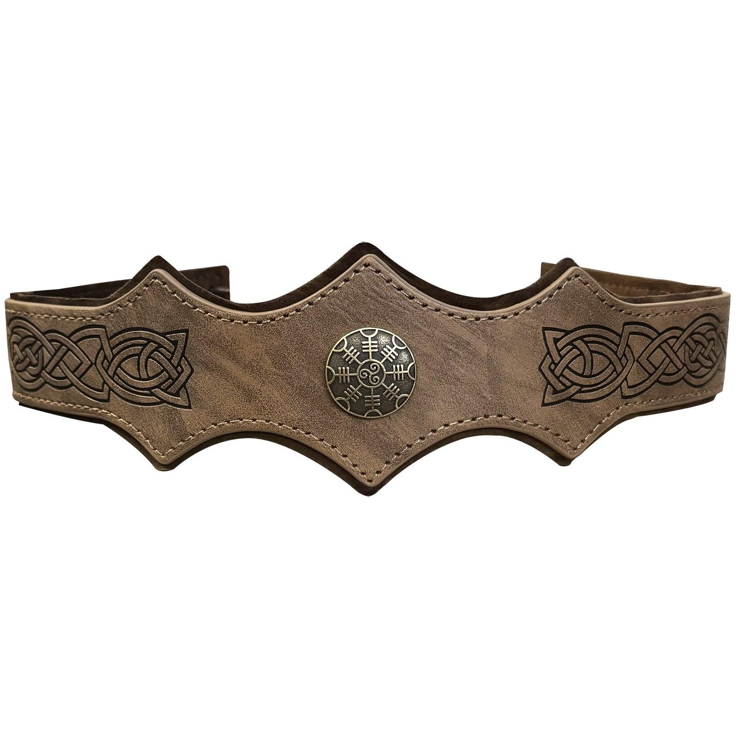 HiiFeuer Medieval Embossed Faux Leather Headpiece, Retro Renaissance Adjustable Headband, Cosplay Costume Accessories
