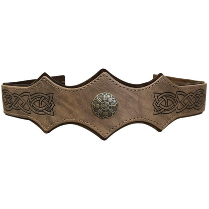 HiiFeuer Medieval Embossed Faux Leather Headpiece, Retro Renaissance Adjustable Headband, Cosplay Costume Accessories
