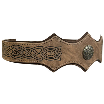 HiiFeuer Medieval Embossed Faux Leather Headpiece, Retro Renaissance Adjustable Headband, Cosplay Costume Accessories