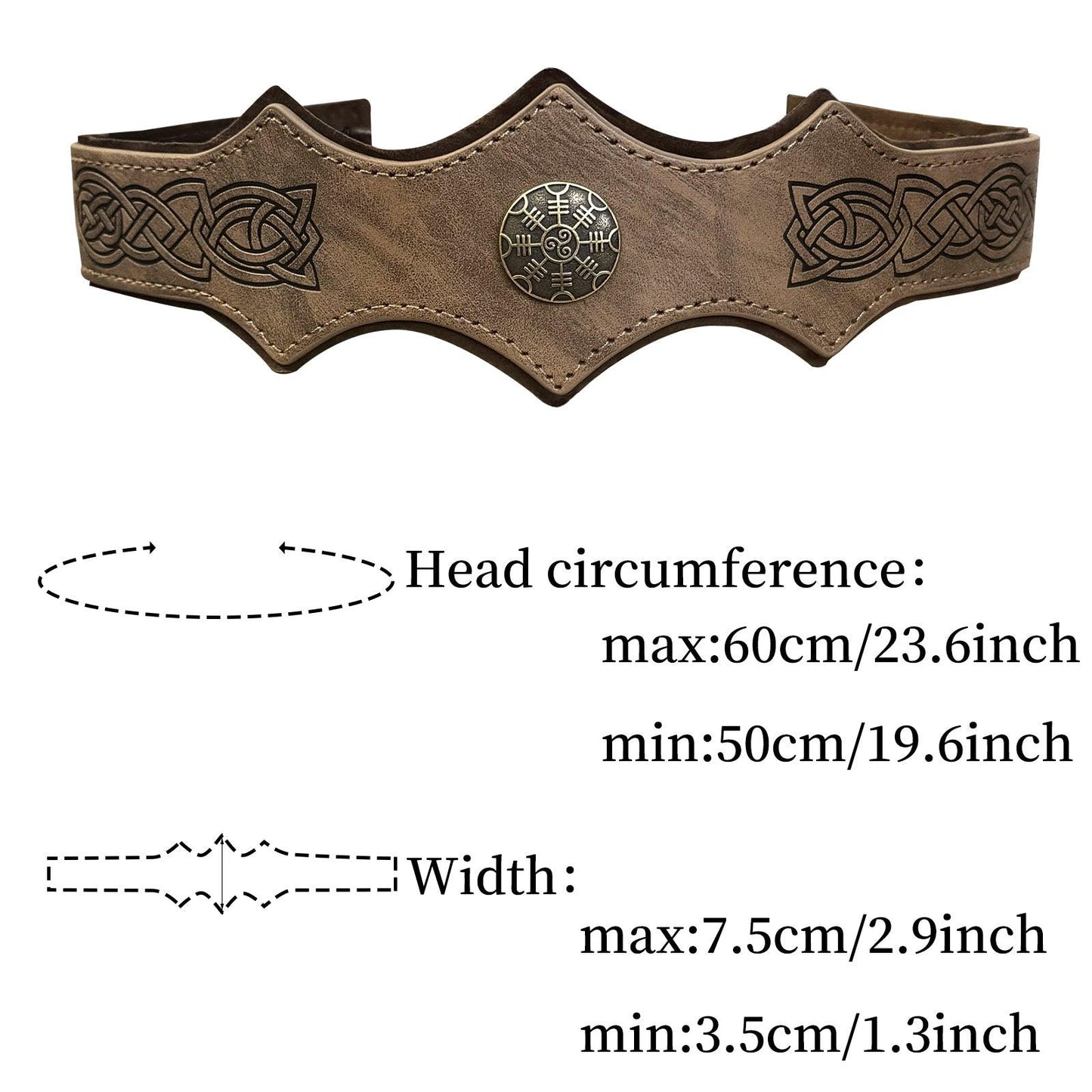 HiiFeuer Medieval Embossed Faux Leather Headpiece, Retro Renaissance Adjustable Headband, Cosplay Costume Accessories