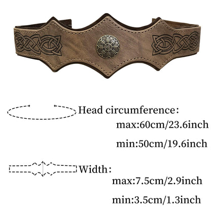 HiiFeuer Medieval Embossed Faux Leather Headpiece, Retro Renaissance Adjustable Headband, Cosplay Costume Accessories