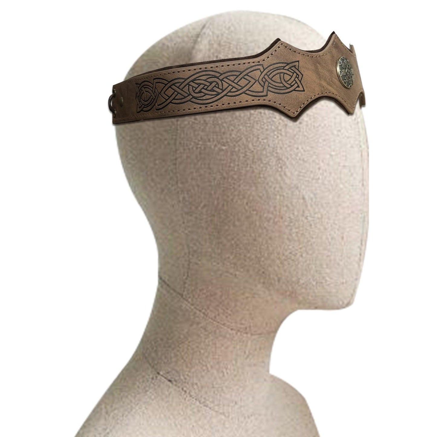 HiiFeuer Medieval Embossed Faux Leather Headpiece, Retro Renaissance Adjustable Headband, Cosplay Costume Accessories