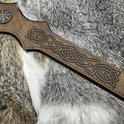 HiiFeuer Medieval Embossed Faux Leather Headpiece, Retro Renaissance Adjustable Headband, Cosplay Costume Accessories