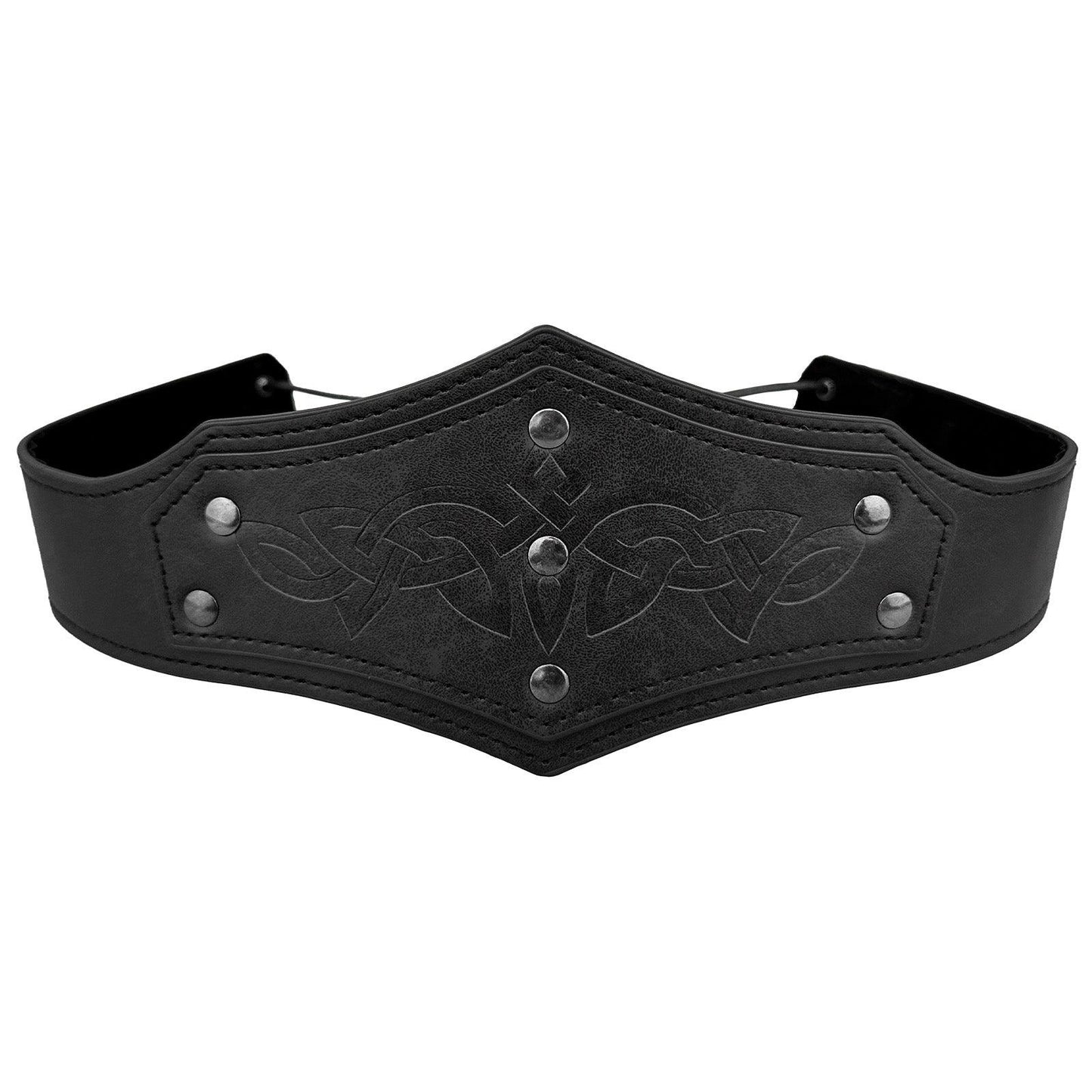 HiiFeuer Medieval Embossed Faux Leather Headpiece, Retro Renaissance Adjustable Headband, Cosplay Costume Accessories