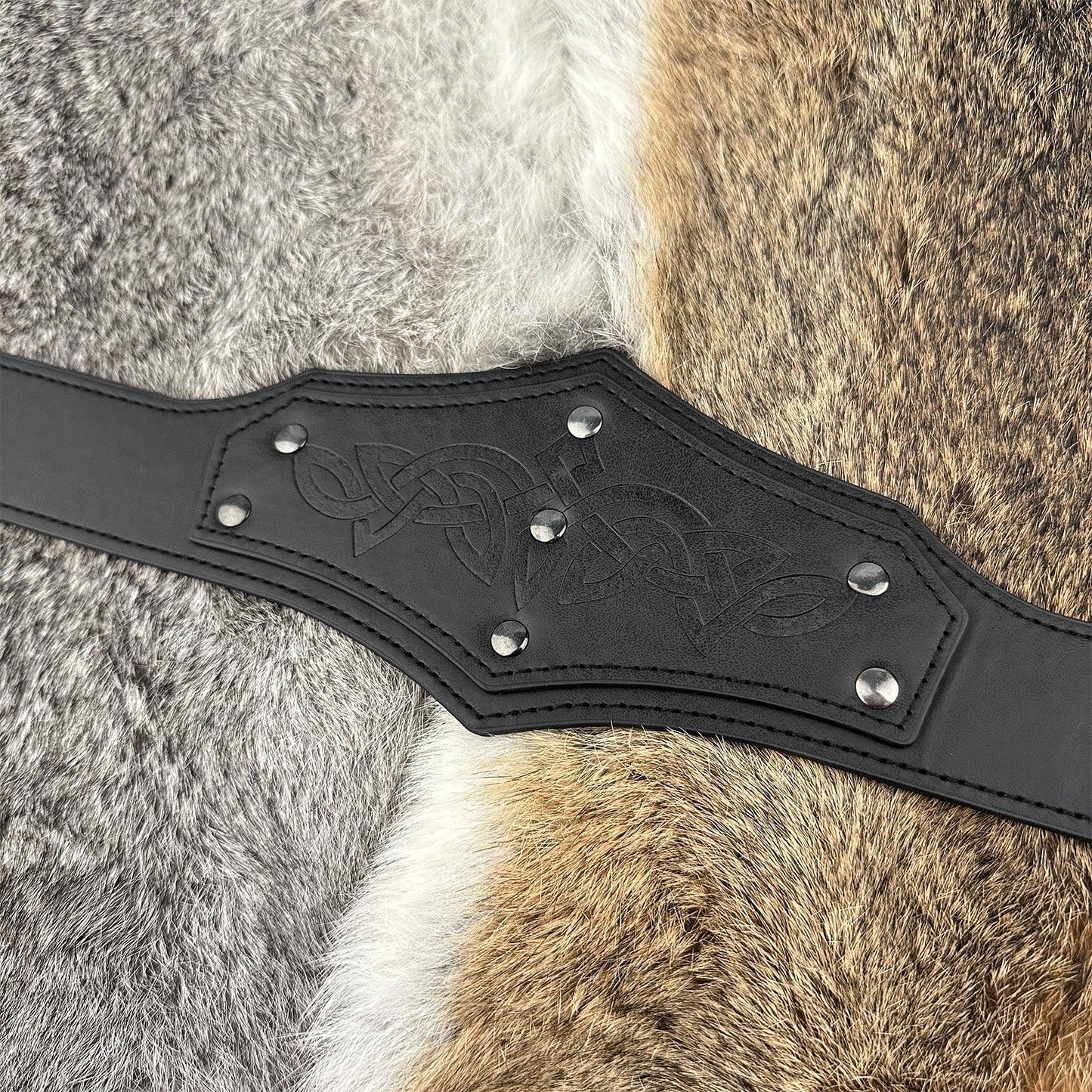 HiiFeuer Medieval Embossed Faux Leather Headpiece, Retro Renaissance Adjustable Headband, Cosplay Costume Accessories