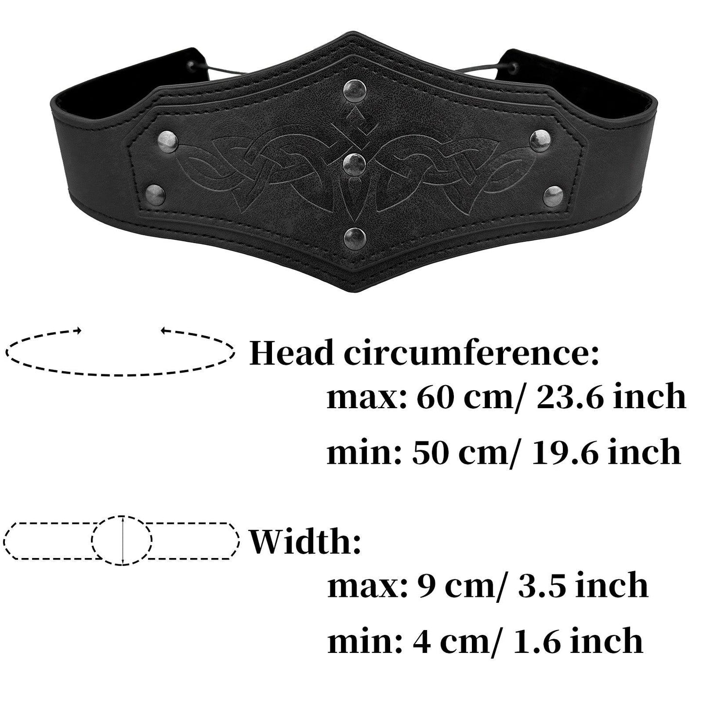 HiiFeuer Medieval Embossed Faux Leather Headpiece, Retro Renaissance Adjustable Headband, Cosplay Costume Accessories