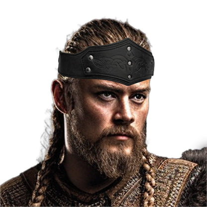 HiiFeuer Medieval Embossed Faux Leather Headpiece, Retro Renaissance Adjustable Headband, Cosplay Costume Accessories