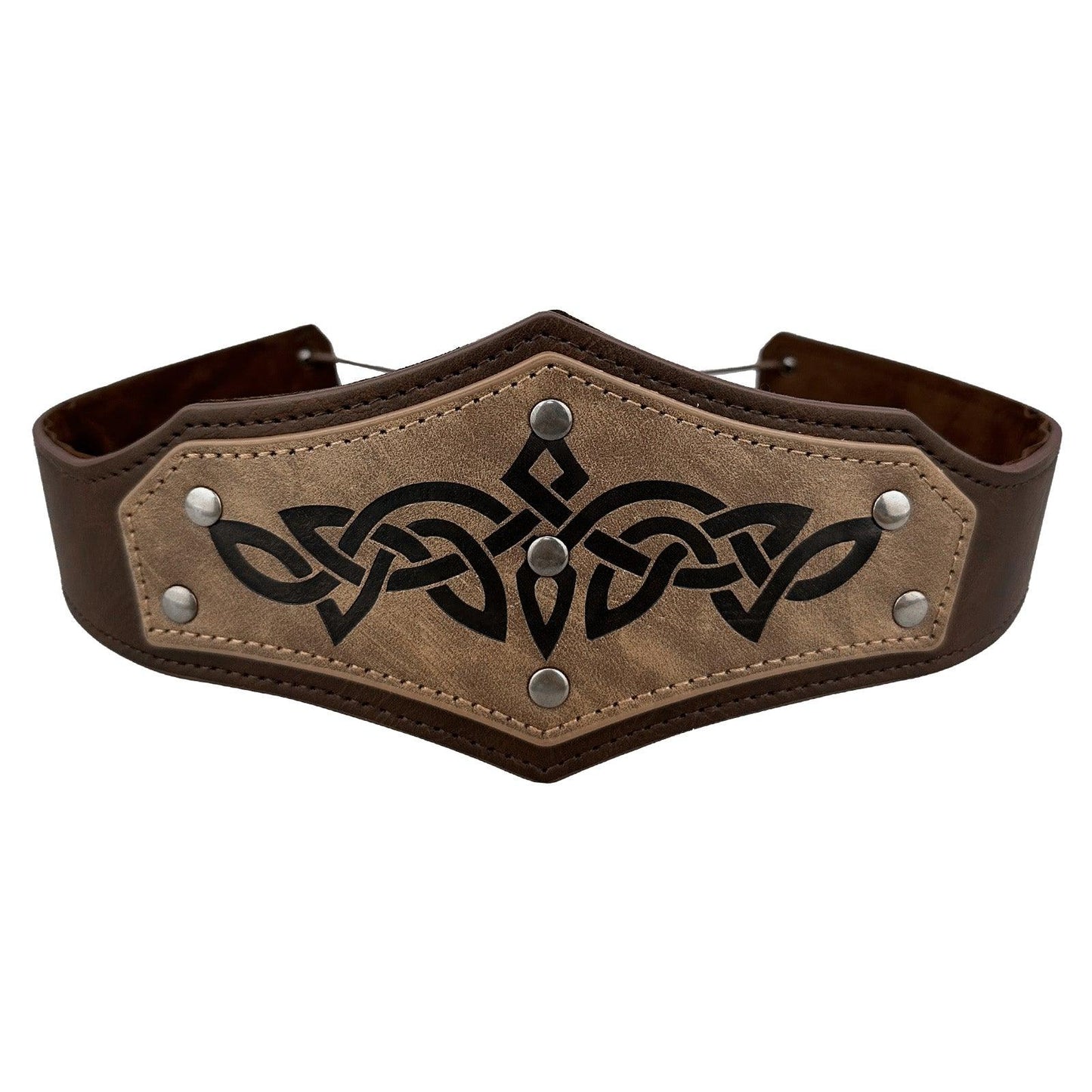 HiiFeuer Medieval Embossed Faux Leather Headpiece, Retro Renaissance Adjustable Headband, Cosplay Costume Accessories