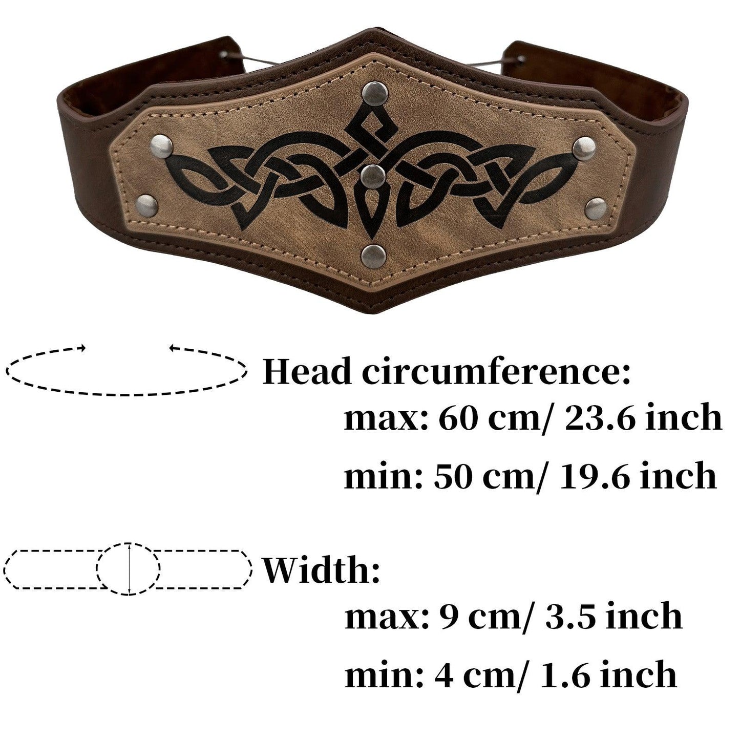 HiiFeuer Medieval Embossed Faux Leather Headpiece, Retro Renaissance Adjustable Headband, Cosplay Costume Accessories