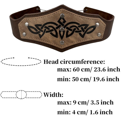 HiiFeuer Medieval Embossed Faux Leather Headpiece, Retro Renaissance Adjustable Headband, Cosplay Costume Accessories