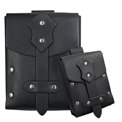 HiiFeuer 2 Pieces Medieval Faux Leather Studded Belt Pouch, Retro Renaissance Belt bag, Portable Waist Bag Side Pack for LARP