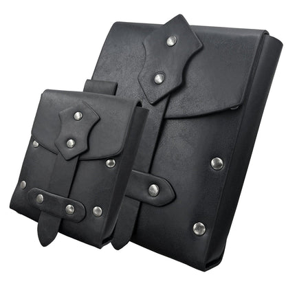 HiiFeuer 2 Pieces Medieval Faux Leather Studded Belt Pouch, Retro Renaissance Belt bag, Portable Waist Bag Side Pack for LARP