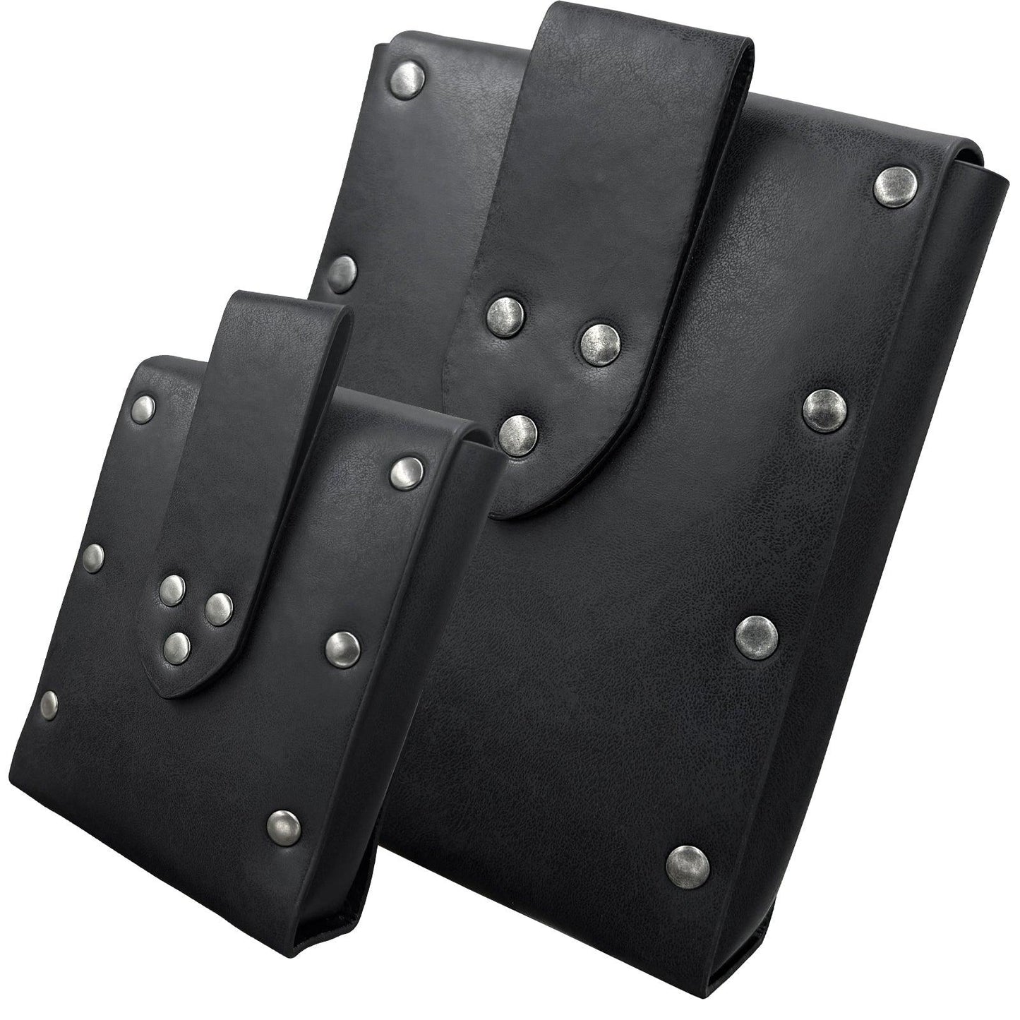 HiiFeuer 2 Pieces Medieval Faux Leather Studded Belt Pouch, Retro Renaissance Belt bag, Portable Waist Bag Side Pack for LARP