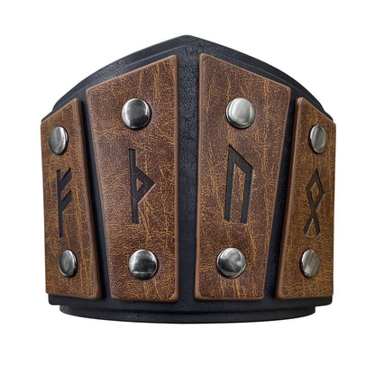 HiiFeuer Medieval Embossed Alchemy Faux Leather Cuff Bracelet, Fantasy Retro Wristband, Wizard Buckle Fastening Cuff Bangle Bracelet