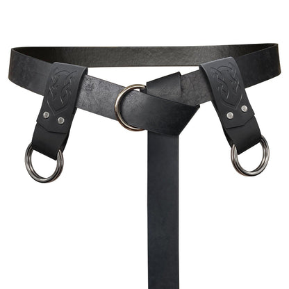 HiiFeuer 5 Pieces Medieval Belt Costume Accessories Renaissance Skirt Hike Viking Horn Belt Holster Dagger Holster Sword Frog