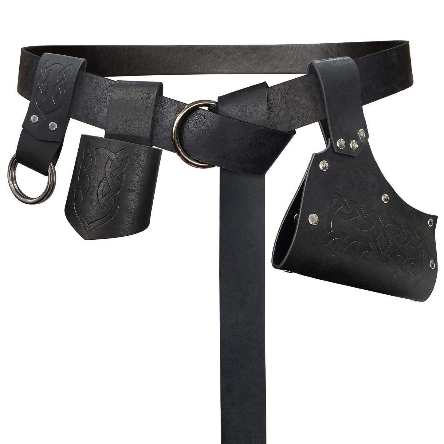HiiFeuer 5 Pieces Medieval Belt Costume Accessories Renaissance Skirt Hike Viking Horn Belt Holster Dagger Holster Sword Frog