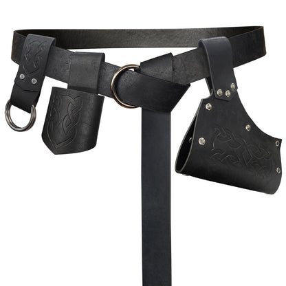 HiiFeuer 5 Pieces Medieval Belt Costume Accessories Renaissance Skirt Hike Viking Horn Belt Holster Dagger Holster Sword Frog