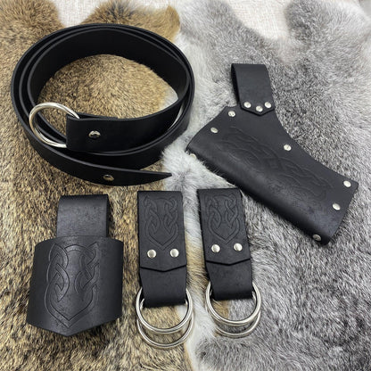 HiiFeuer 5 Pieces Medieval Belt Costume Accessories Renaissance Skirt Hike Viking Horn Belt Holster Dagger Holster Sword Frog