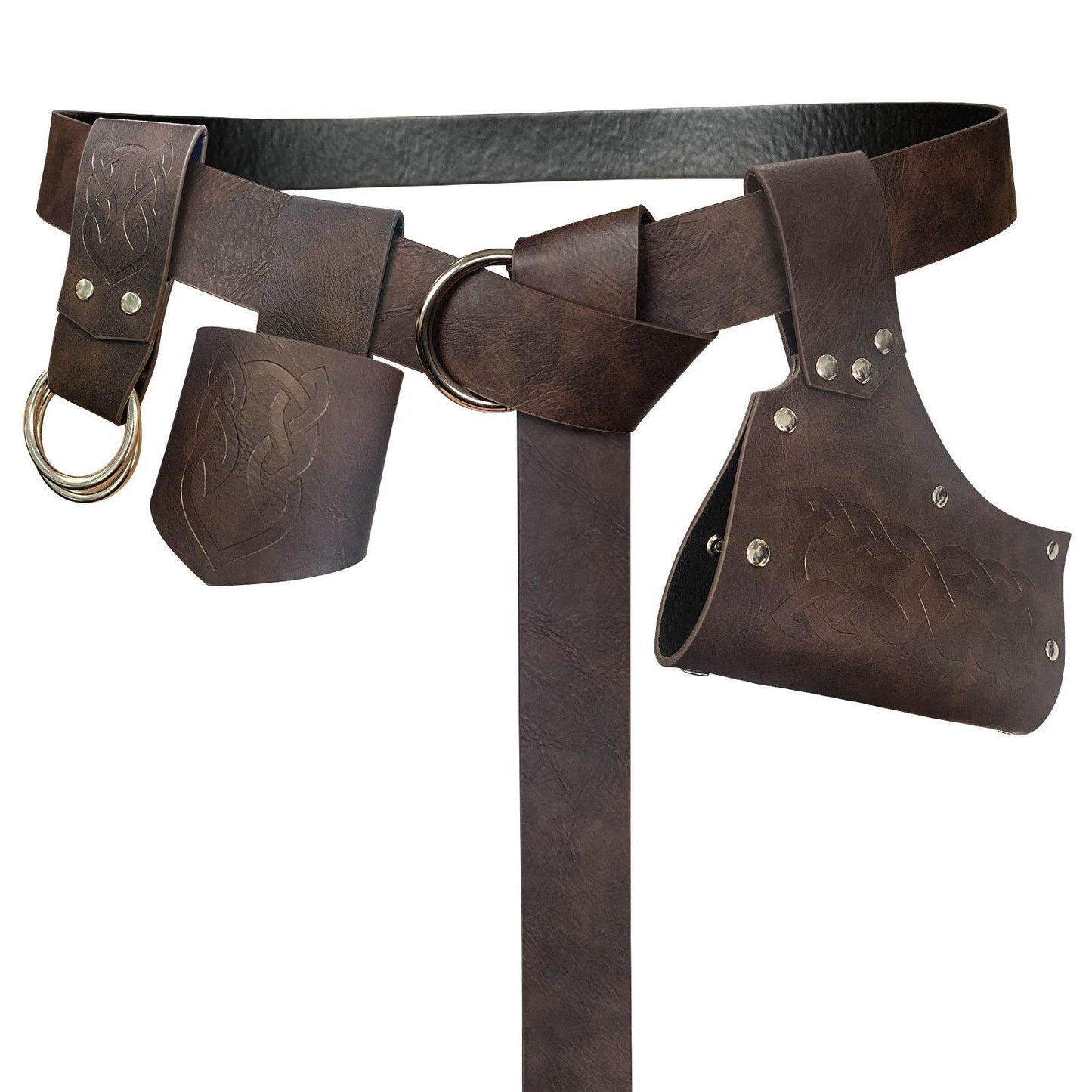 HiiFeuer 5 Pieces Medieval Belt Costume Accessories Renaissance Skirt Hike Viking Horn Belt Holster Dagger Holster Sword Frog