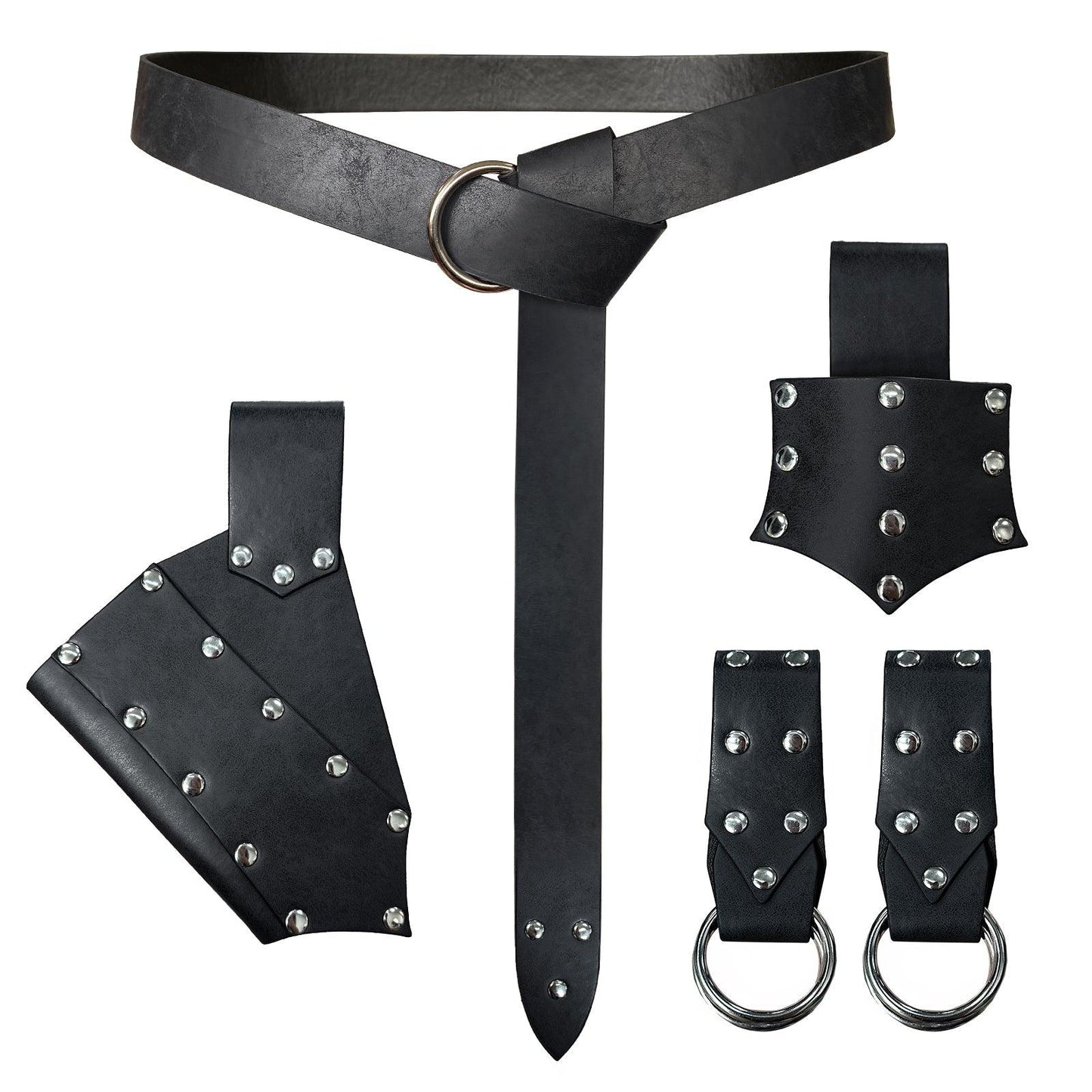 HiiFeuer 5 Pieces Medieval Belt Costume Accessories Renaissance Skirt Hike Viking Horn Belt Holster Dagger Holster Sword Frog
