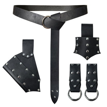 HiiFeuer 5 Pieces Medieval Belt Costume Accessories Renaissance Skirt Hike Viking Horn Belt Holster Dagger Holster Sword Frog