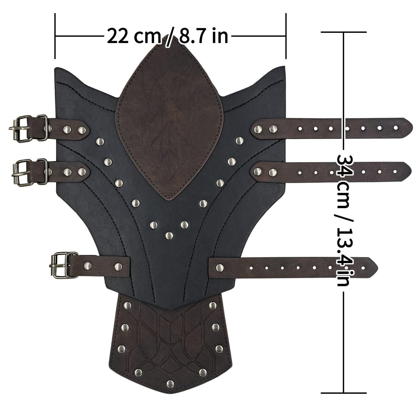 HiiFeuer Medieval Embossed Faux Leather Elf Arm Guards, Fantasy Cosplay Buckle Bracers, Knight Archer Gauntlets for LARP