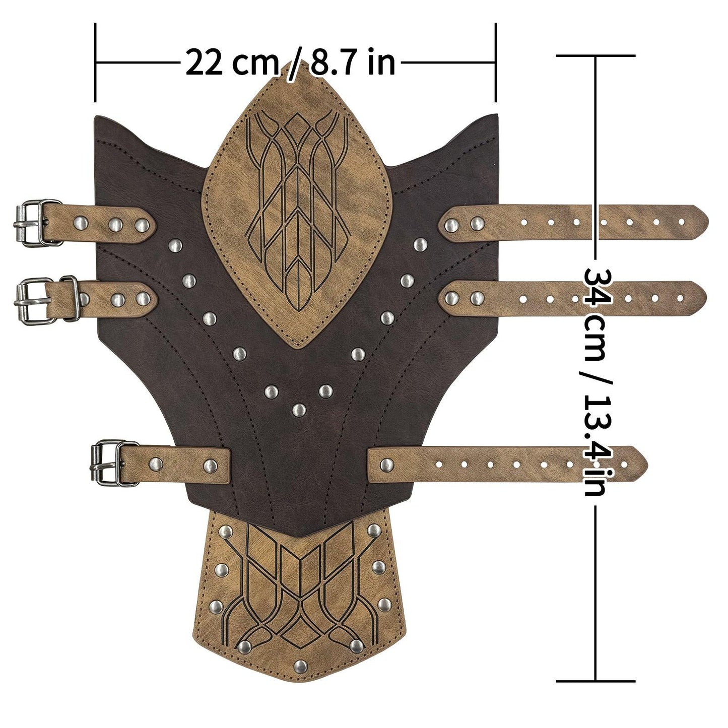 HiiFeuer Medieval Embossed Faux Leather Elf Arm Guards, Fantasy Cosplay Buckle Bracers, Knight Archer Gauntlets for LARP