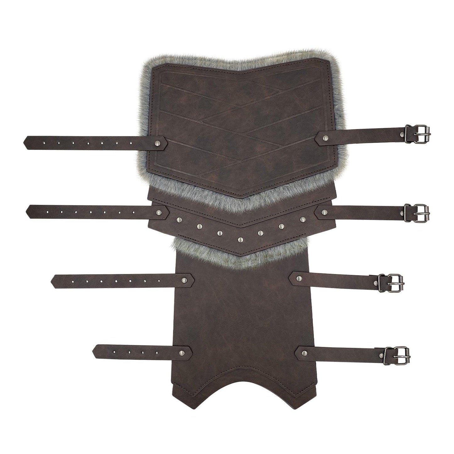 HiiFeuer Medieval Faux Leather Barbarian Leg Gaiters, Vintage Middle Ages Knight Leg Armor, Artificial Fur Shin Guards