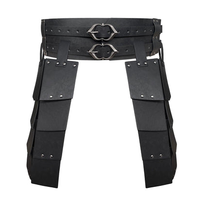 HiiFeuer Medieval Faux Leather Wide Belt Thigh Armor, Retro Double Sides Waist Armor, Mercenary&Knights Skirt Armor for LARP