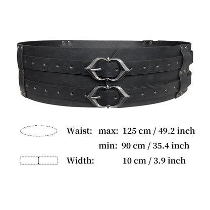 HiiFeuer Medieval Faux Leather Wide Belt Thigh Armor, Retro Double Sides Waist Armor, Mercenary&Knights Skirt Armor for LARP