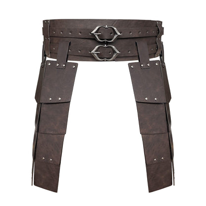 HiiFeuer Medieval Faux Leather Wide Belt Thigh Armor, Retro Double Sides Waist Armor, Mercenary&Knights Skirt Armor for LARP