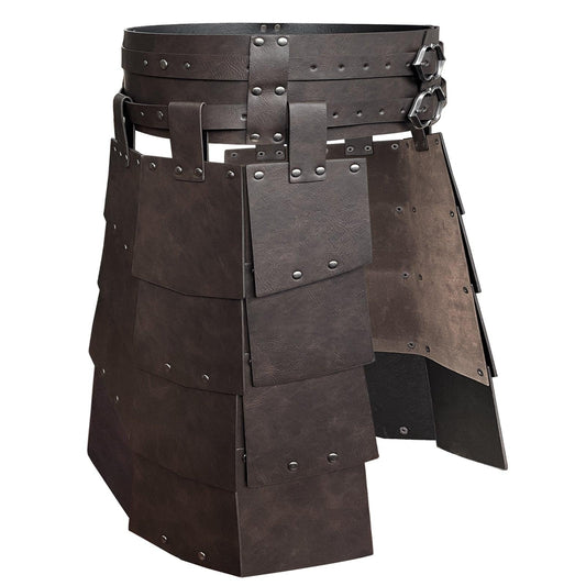 HiiFeuer Medieval Faux Leather Wide Belt Thigh Armor, Retro Double Sides Waist Armor, Mercenary&Knights Skirt Armor for LARP