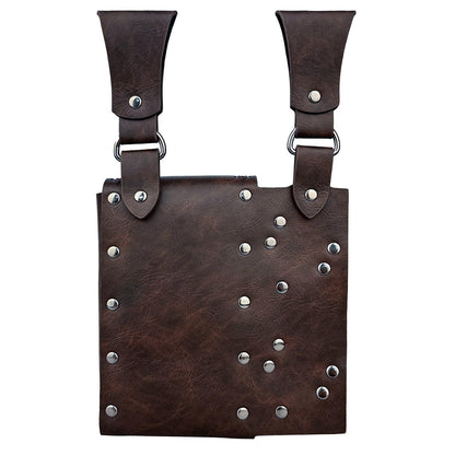 HiiFeuer Medieval Alchemy Faux Leather Belt Bag with 2 Cork Potion Vials, Fantasy Wizard Waist Pouch Side Pack for Ren Faire