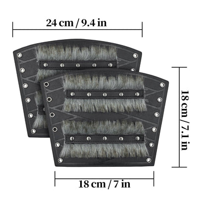 HiiFeuer Nordic Viking Barbarian Arm Guards, Medieval Artificial Fur Gauntlets, Vintage Faux Leather Bracers for LARP