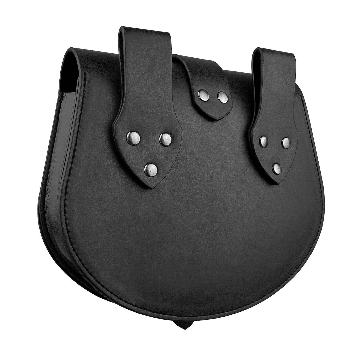 HiiFeuer Viking Embossed Langskip Belt Pouch, Medieval Faux Leather Flap Saddle Side Bag Purses, Retro Portable Belt Bag