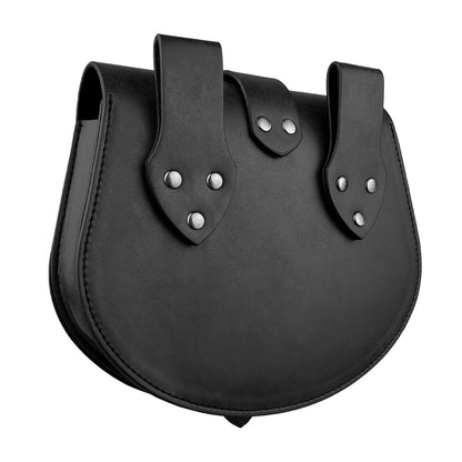 HiiFeuer Viking Embossed Langskip Belt Pouch, Medieval Faux Leather Flap Saddle Side Bag Purses, Retro Portable Belt Bag
