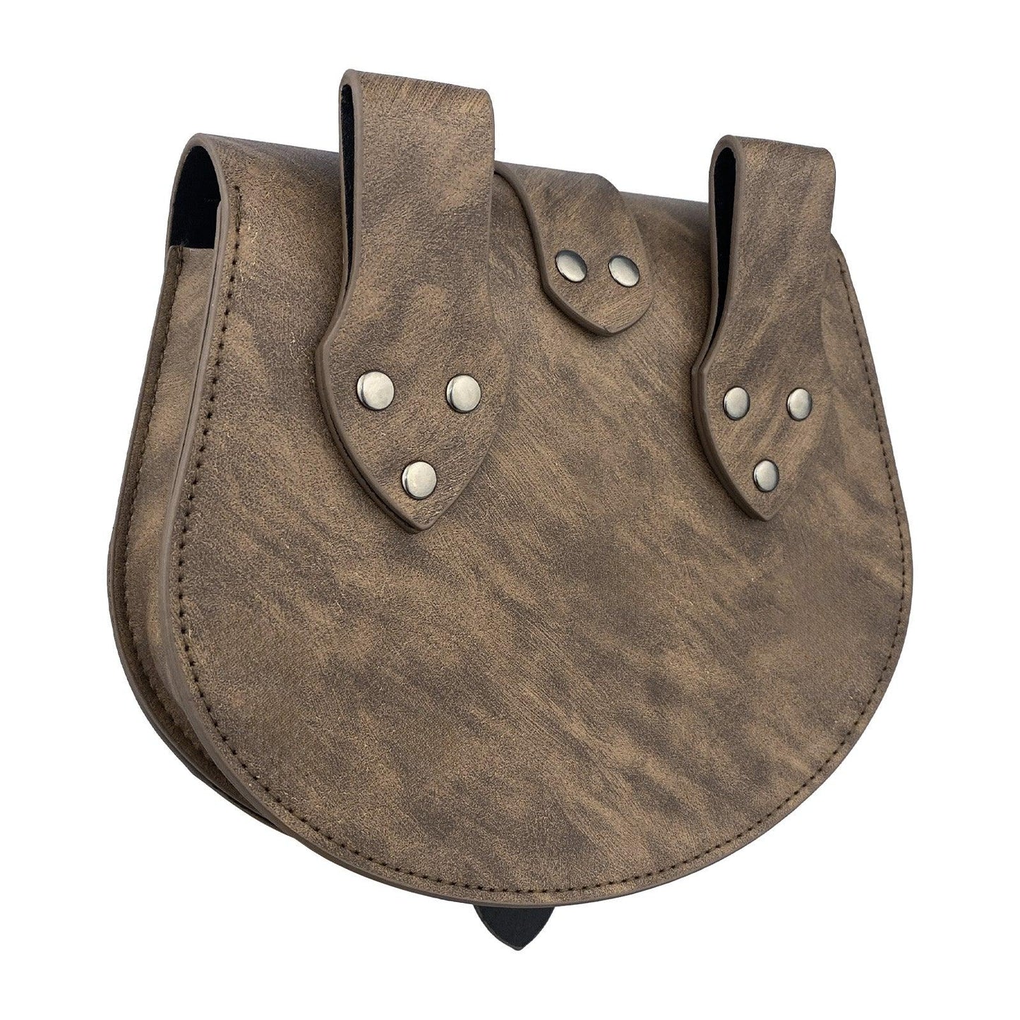 HiiFeuer Viking Embossed Langskip Belt Pouch, Medieval Faux Leather Flap Saddle Side Bag Purses, Retro Portable Belt Bag