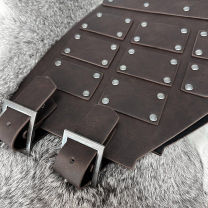 HiiFeuer Viking Embossed Dragon Faux Leather Chest Armor, Medieval Vintage Mercenary Adjustable Vest Armor Knight Body Armor