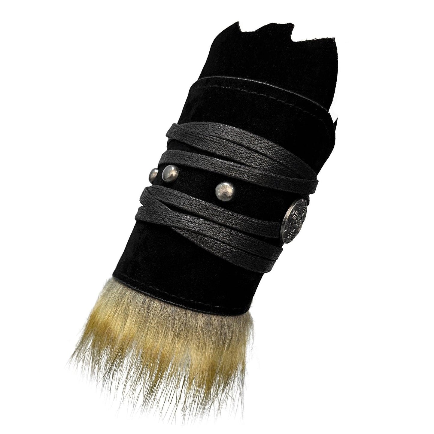HiiFeuer Medieval Suede Arm Wraps, Renaissance Artificial Fur Bracers, Viking Wrist Band Archery Arm Guards Knight Gauntlets