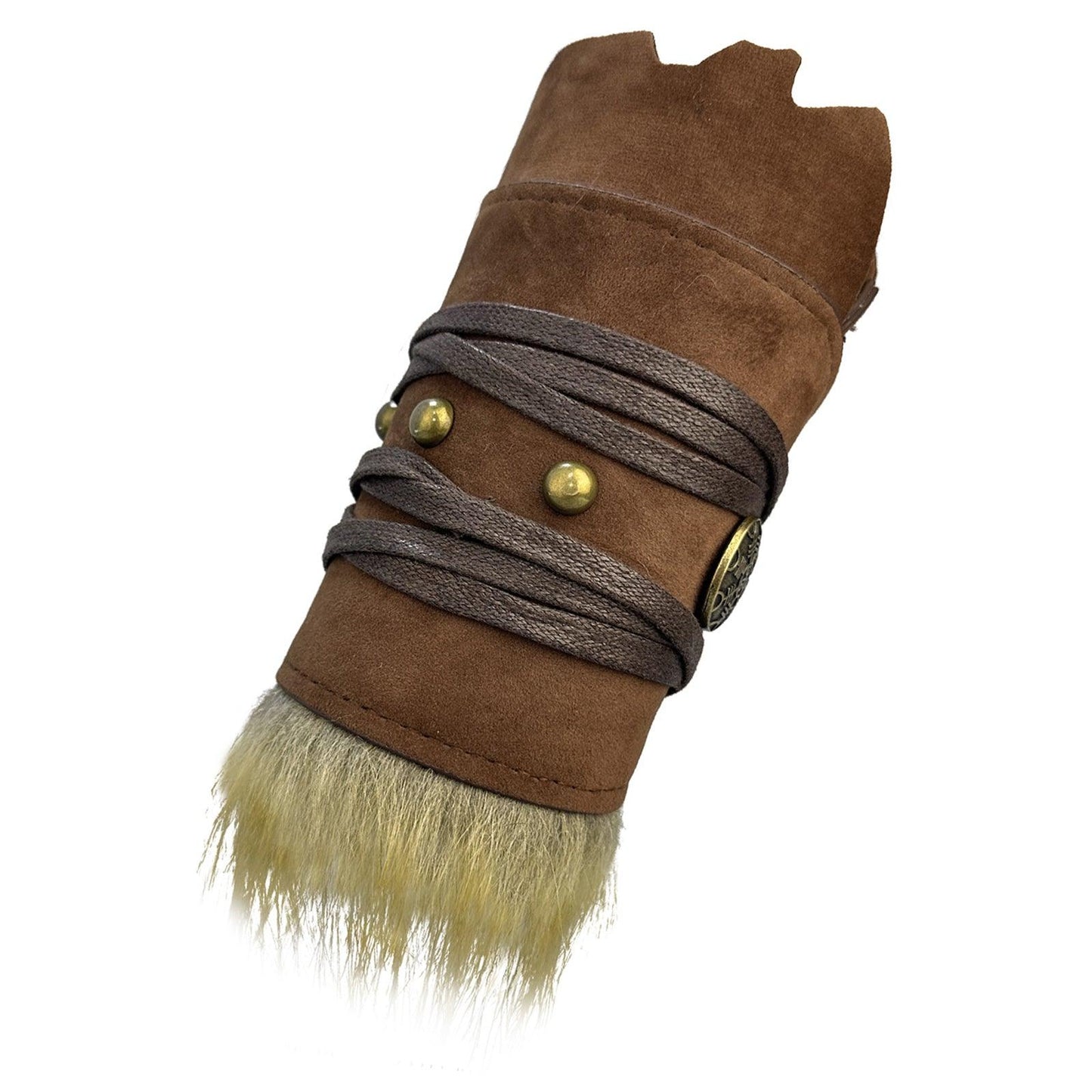 HiiFeuer Medieval Suede Arm Wraps, Renaissance Artificial Fur Bracers, Viking Wrist Band Archery Arm Guards Knight Gauntlets