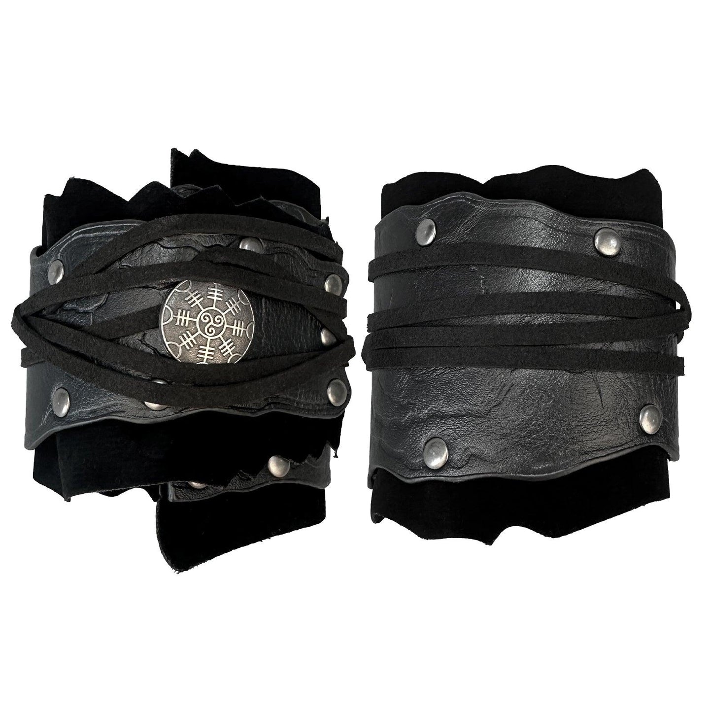 HiiFeuer Medieval Suede Arm Wraps, Renaissance Artificial Fur Bracers, Viking Wrist Band Archery Arm Guards Knight Gauntlets