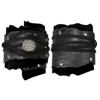 HiiFeuer Medieval Suede Arm Wraps, Renaissance Artificial Fur Bracers, Viking Wrist Band Archery Arm Guards Knight Gauntlets