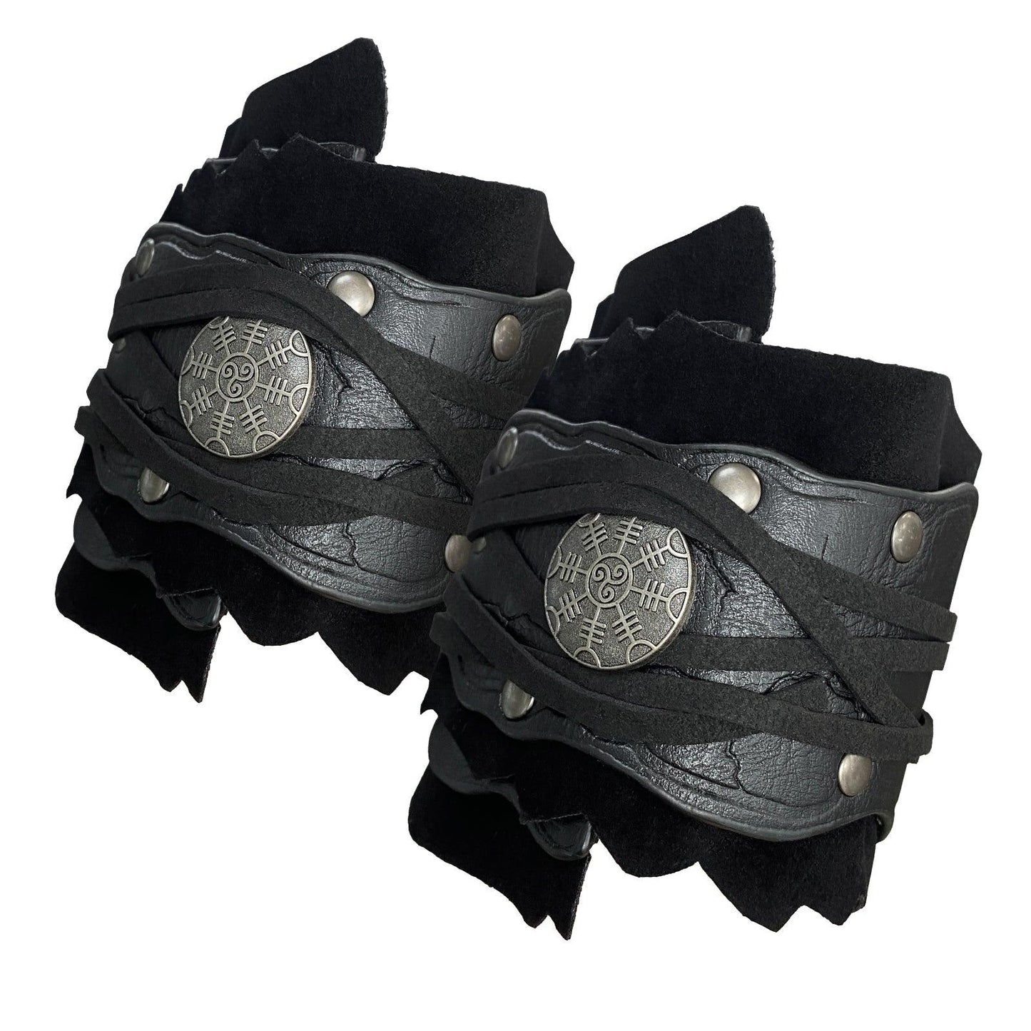HiiFeuer Medieval Suede Arm Wraps, Renaissance Artificial Fur Bracers, Viking Wrist Band Archery Arm Guards Knight Gauntlets