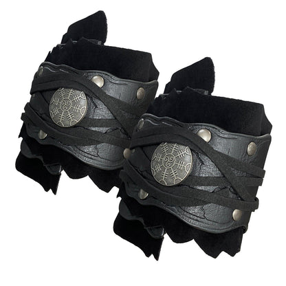 HiiFeuer Medieval Suede Arm Wraps, Renaissance Artificial Fur Bracers, Viking Wrist Band Archery Arm Guards Knight Gauntlets