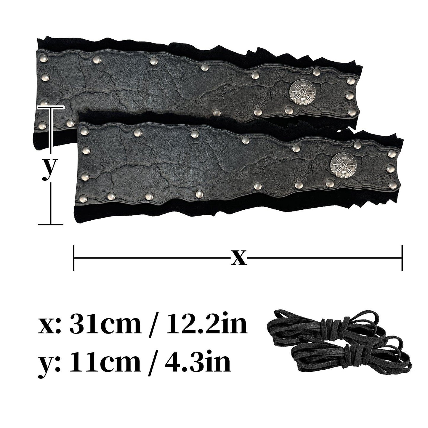 HiiFeuer Medieval Suede Arm Wraps, Renaissance Artificial Fur Bracers, Viking Wrist Band Archery Arm Guards Knight Gauntlets