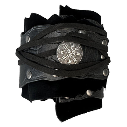 HiiFeuer Medieval Suede Arm Wraps, Renaissance Artificial Fur Bracers, Viking Wrist Band Archery Arm Guards Knight Gauntlets